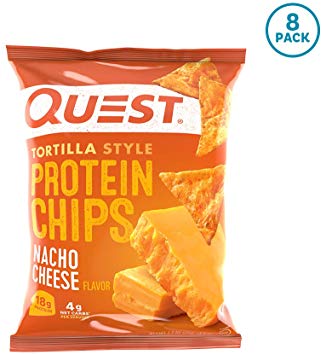 A bag of Nacho Cheese Quest Tortilla Style Protein Chips