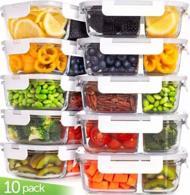 An assortment of plastic food storage containers 