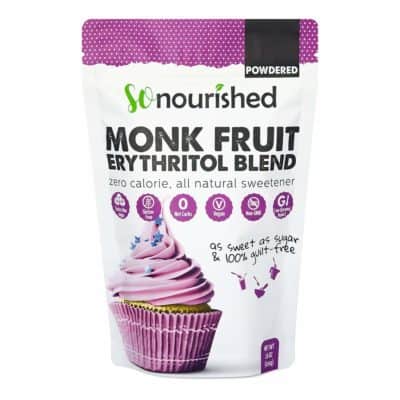 A bag of So Nourished Powdered Monk Fruit Erythritol Blend