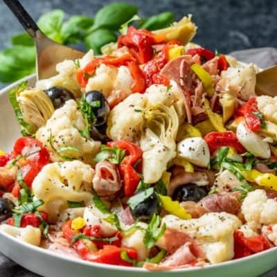 Keto Antipasto Salad in a bowl