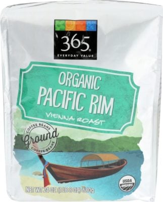 A bag of organic dark roast coffee