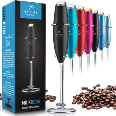 A box with a milk frother appliance inside