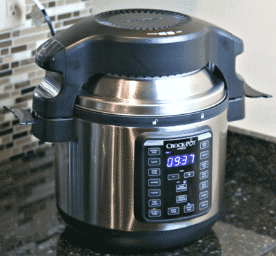 Crock-pot Express with the Crisping Lid on a counter