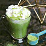 Keto Bulletproof Matcha Latte recipe with a scoop of matcha powder