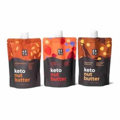 3 Packages of flavored Perfect brand Keto Nut Butter