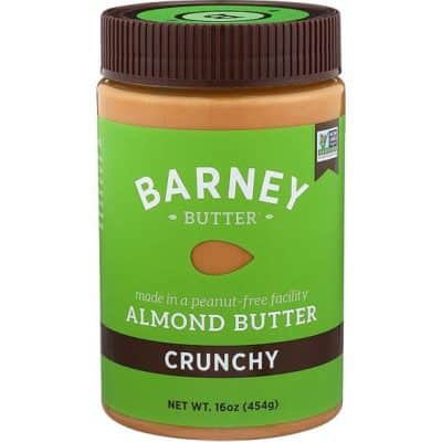 A jar of Barney Butter crunchy Almond Butter
