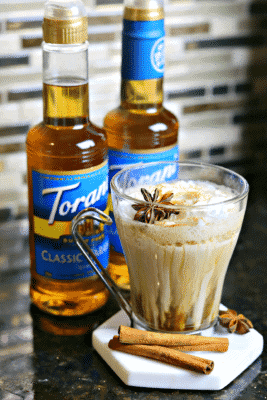 Keto Dirty Chai Latte with two Torani Sugar-free Syrups