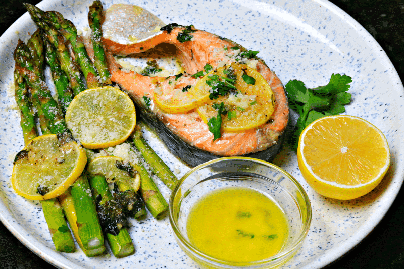 Salmon Steak Sheet Pan Dinner Recipe