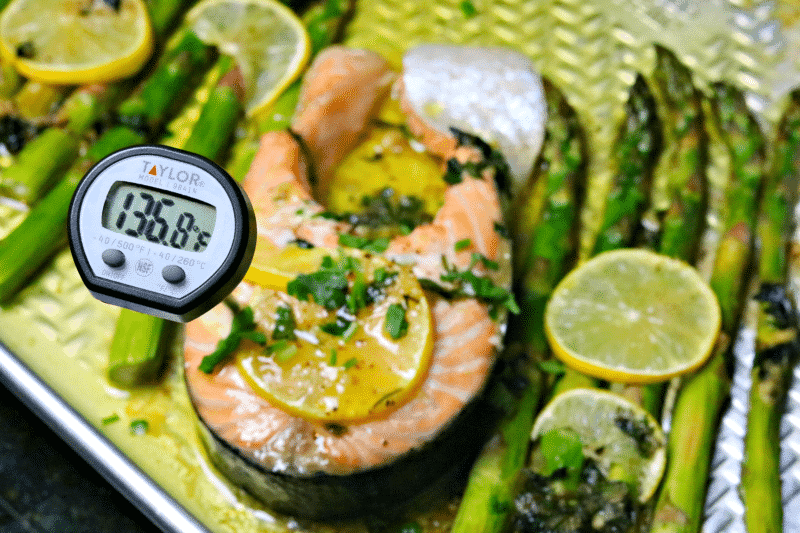 Salmon Steak with a Taylor Thermometer