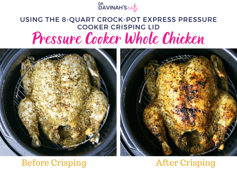 Infographic showing the difference between pressure cooked chicken & air crisped whole chicken