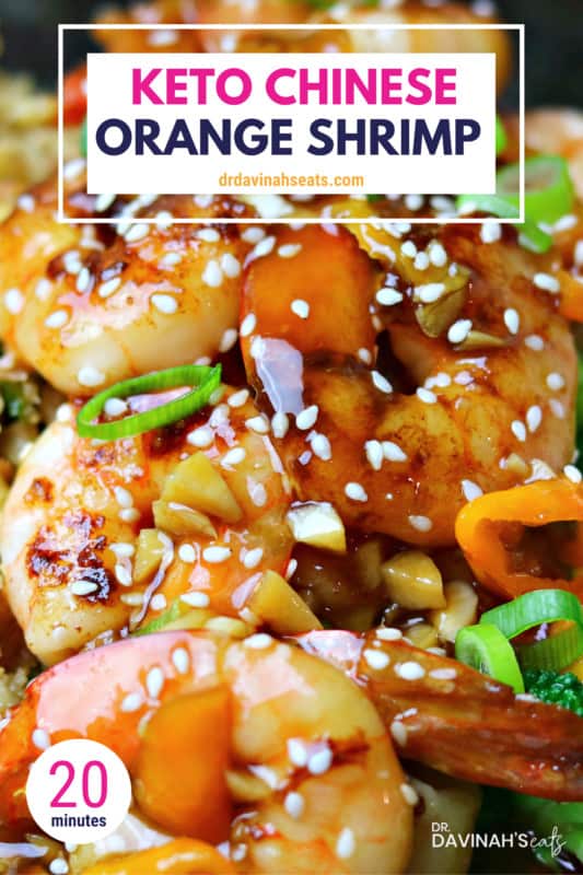 Pinterest image for Keto Chinese Orange Peel Shrimp Recipe