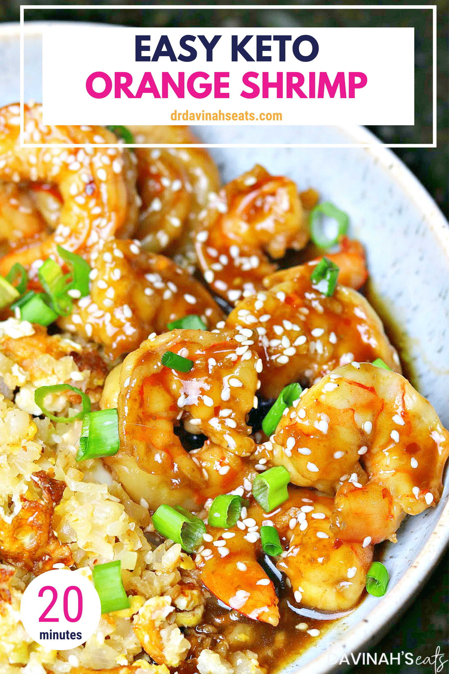 pinterest image for keto orange shrimp