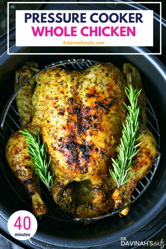 Pinterest image for pressure cooker whole chicken