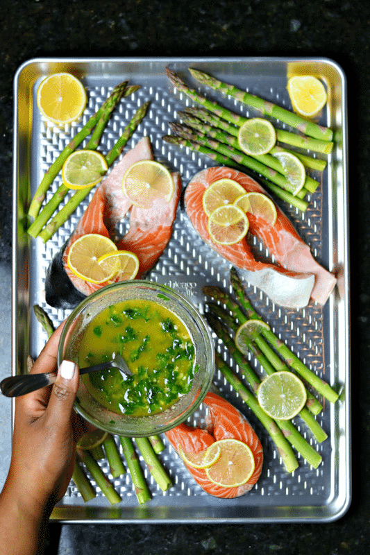 Ingredients for Salmon Steak Sheet Pan dinner