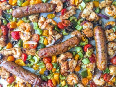 Cajun shrimp & chicken sheet pan dinner 