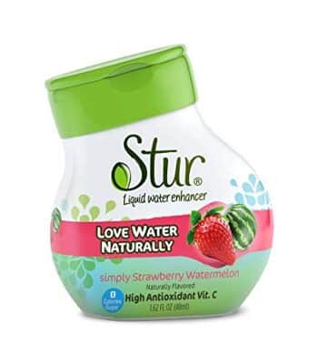 A container of Stur Natural Water Enhancer