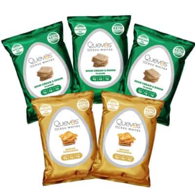 5 bags of Quevos low carb crackers (made from egg whites)