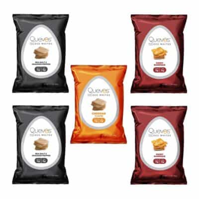 5 assorted bags of Quevos low carb chips (made from egg whites)