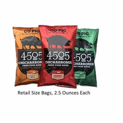 3 assorted bags of 4505 brand pork rinds