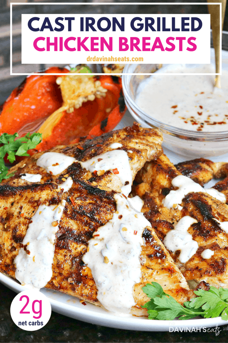 Easy Cast Iron Grilled Chicken with Cilantro Lime Sauce Dr. Davinah's