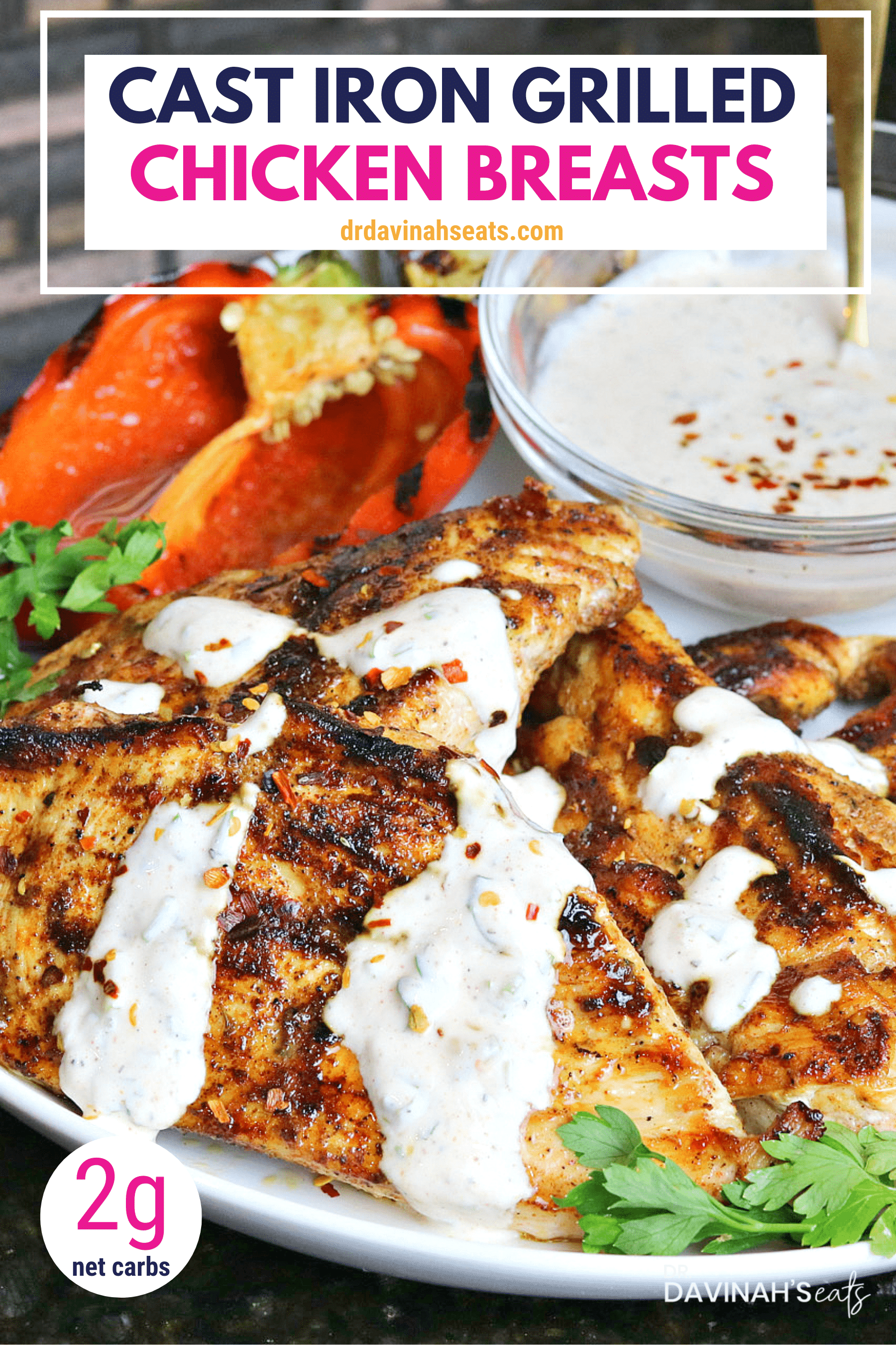 Pinterest image for Cast Iron Grilled Chicken Breasts