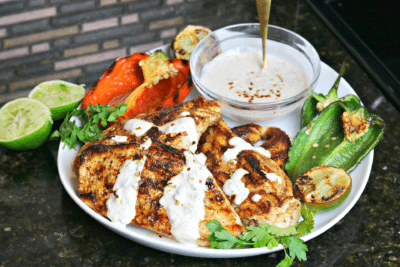 Cast Iron Grilled Chicken on a plate