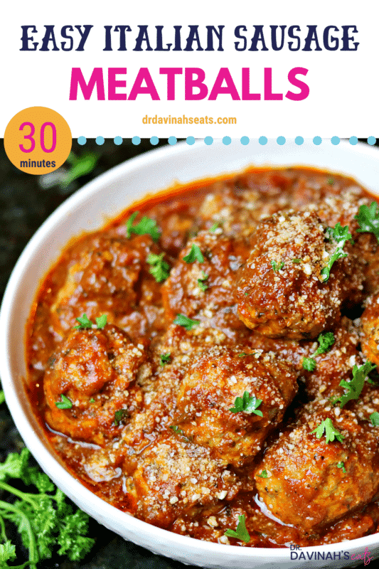 pinterest image for Keto Sausage Meatballs