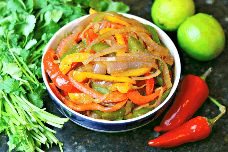 fajita vegetables in a bowl