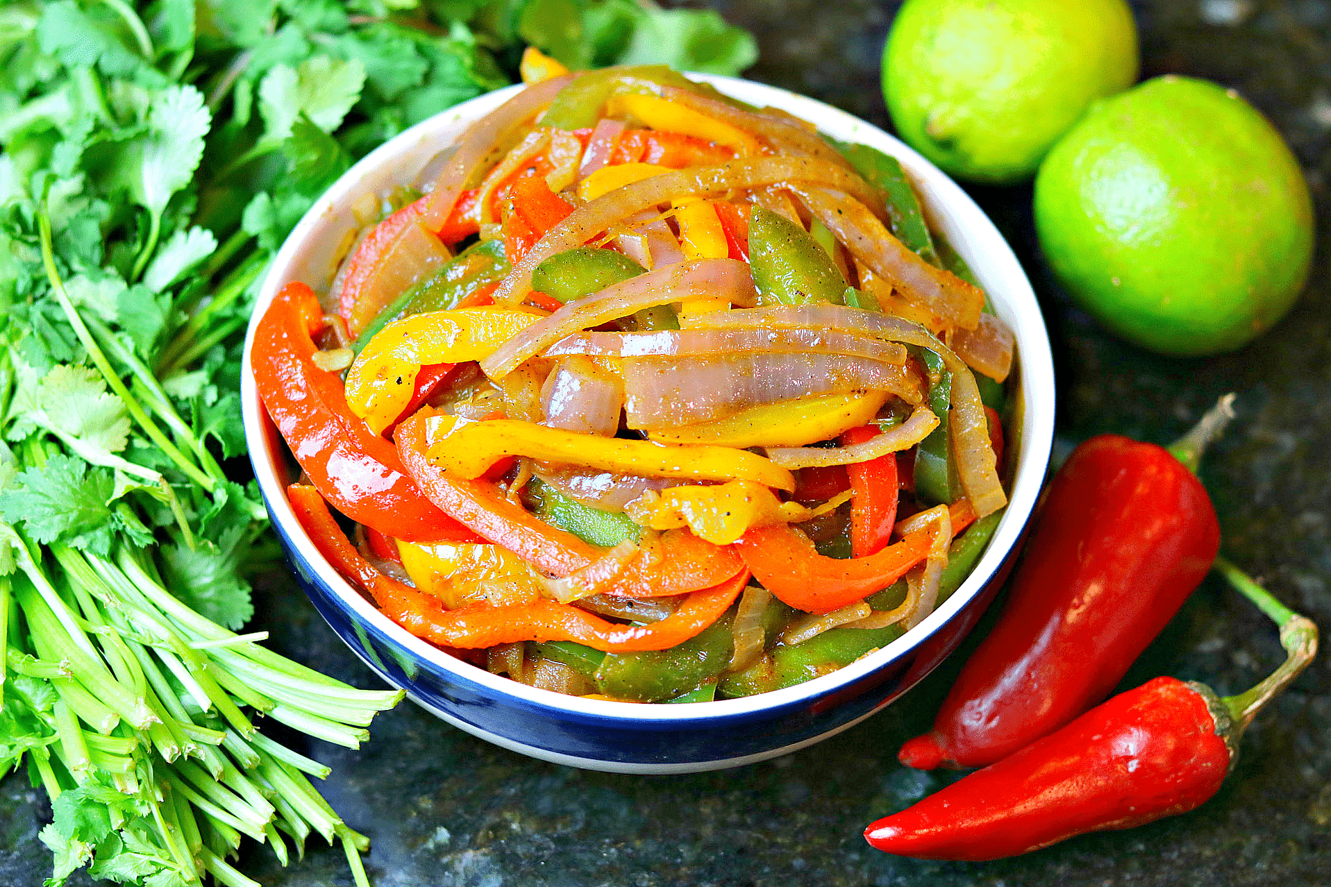 fajita vegetables in a bowl