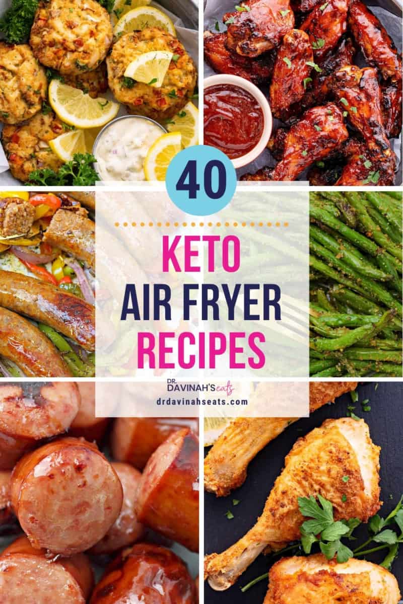 pinterest image for 40 keto air fryer recipes