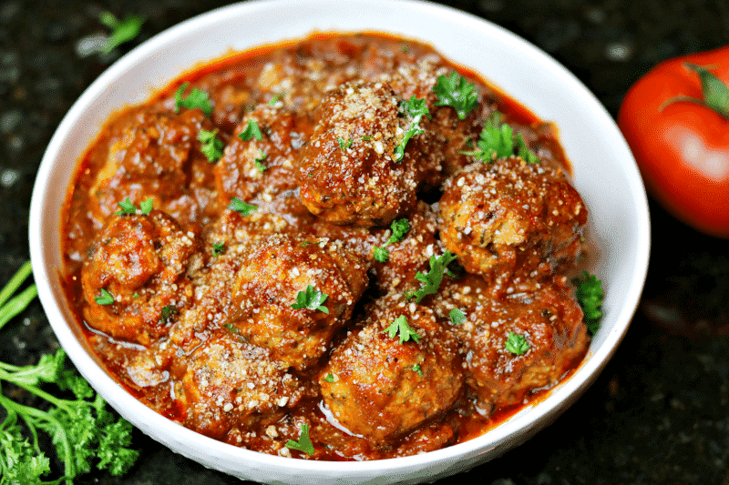 Keto Italian Sausage Meatballs in a bowl