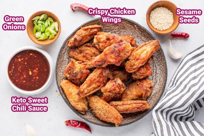 a photo of the ingredients needed for sweet chili wings