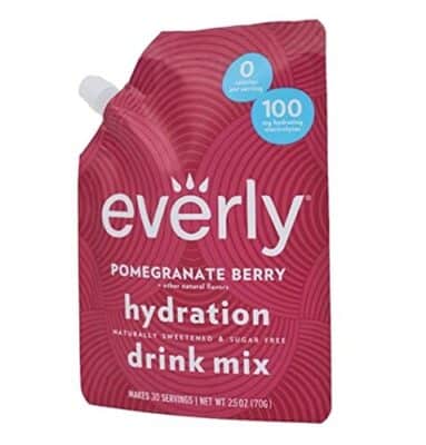 One package of Everly Pomagranate-Berry hydration drink mix