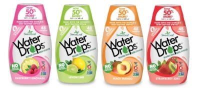 Four assorted flavors of Sweetleaf Water Drops hydration supplement