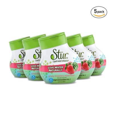 Five bottles of Stur brand Natural Water Enhancer