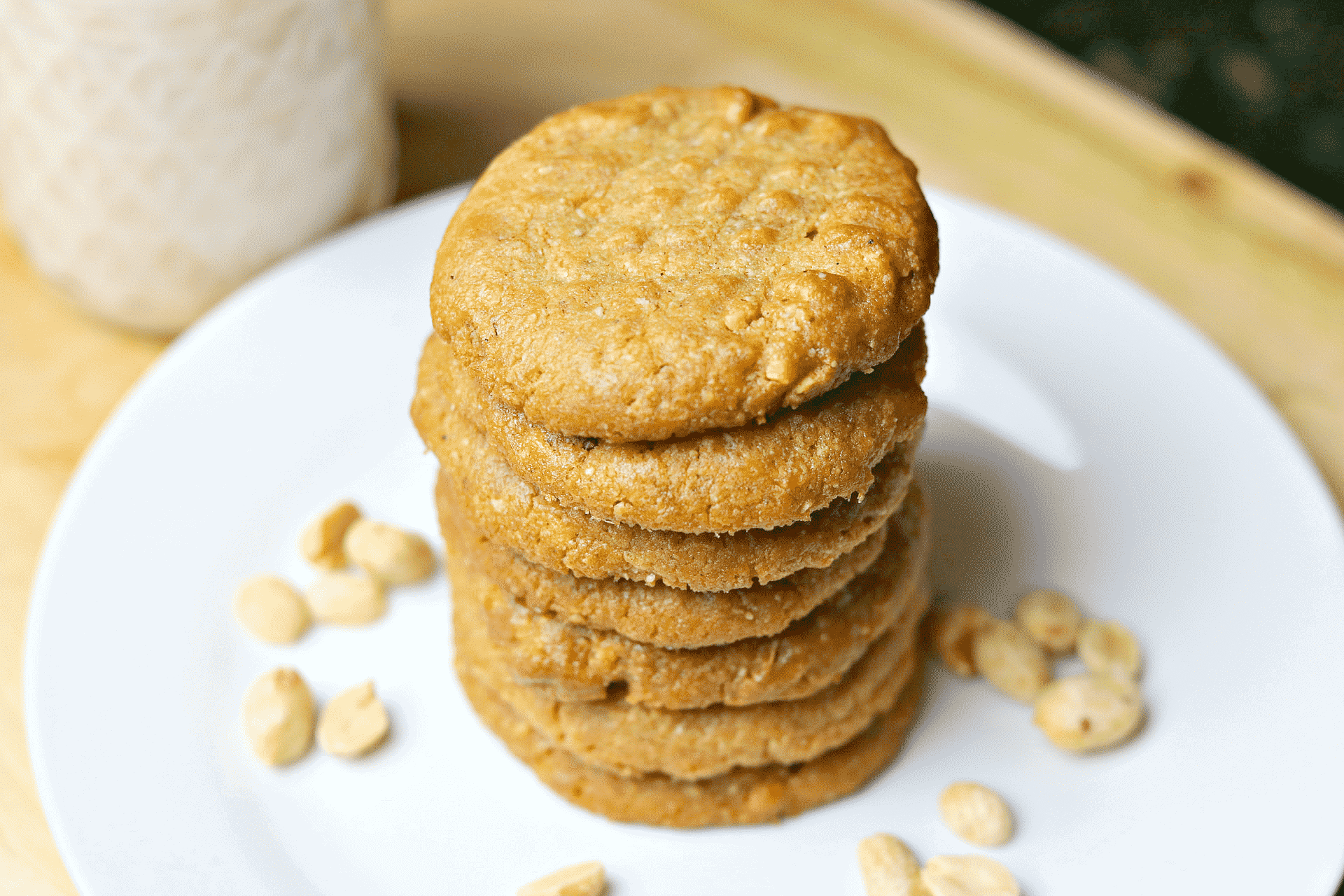 a stack of keto peanut butter cookies