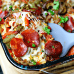 Pizza Casserole in a baking dish