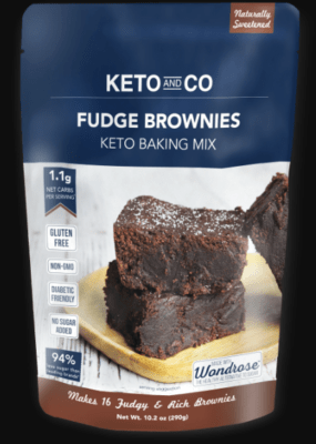 One package of Keto and Co Fudge Brownies Keto Baking Mix