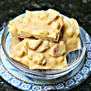 chocolate nut clusters in a bowl