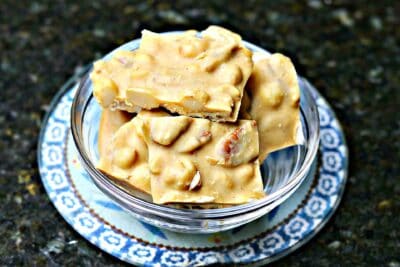 chocolate nut clusters in a bowl