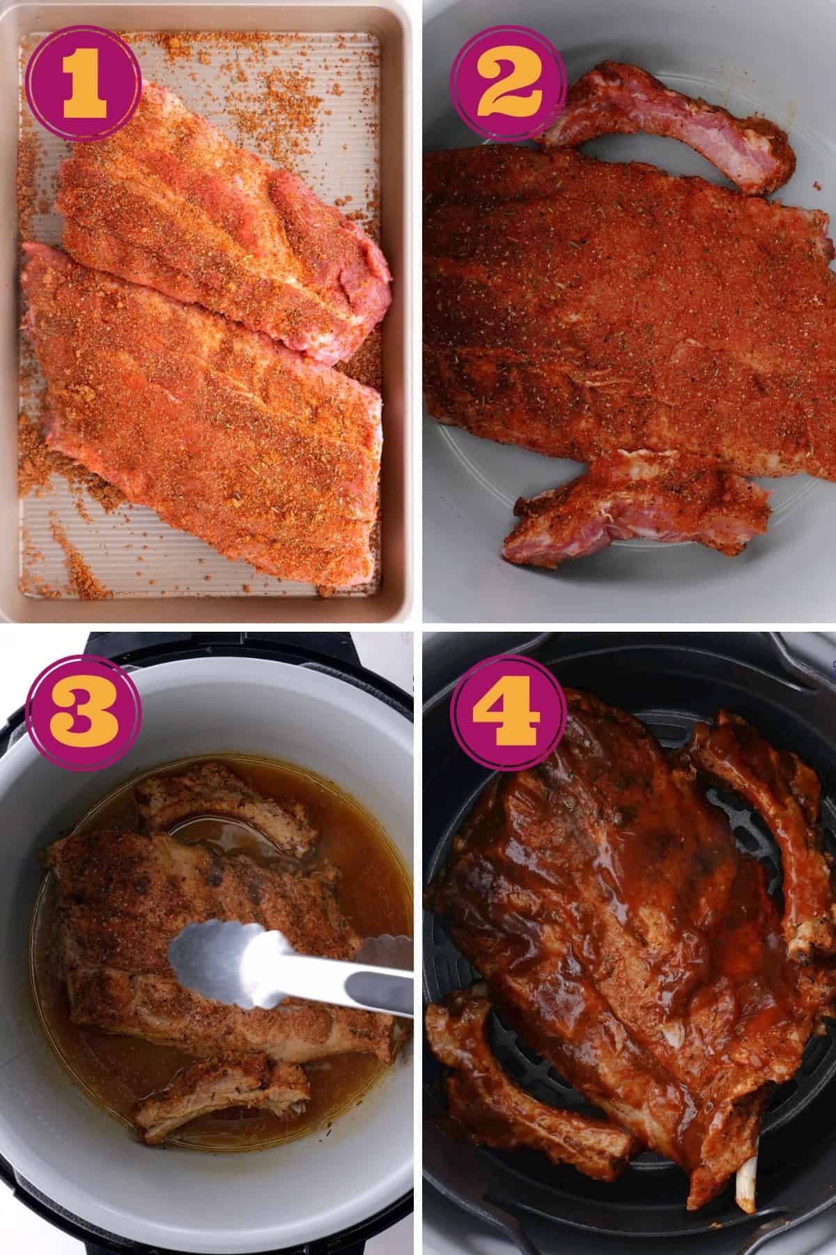 step by step instructions for how to make keto ribs in a slow cooker, Ninja Foodi or Instant Pot