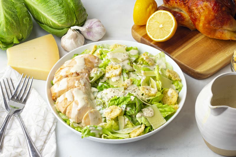 One bowl of Chicken Caesar Salad