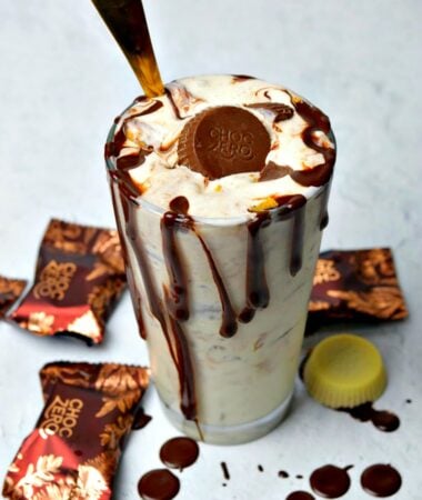 One glass of Keto Peanut Butter Cup Blizzard
