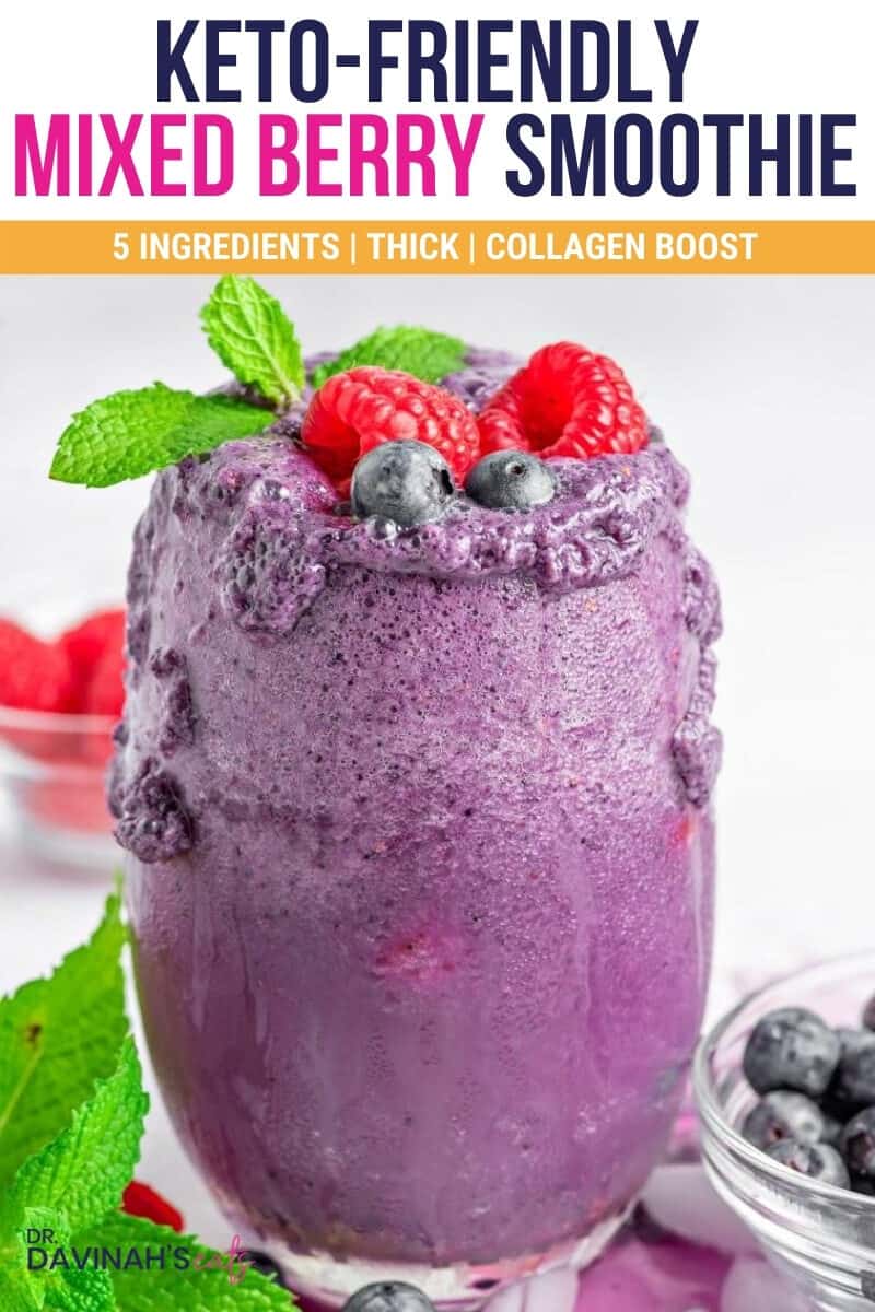 Pinterest pin for keto mixed berry smoothie