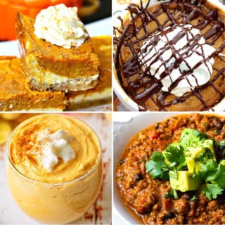 close-up keto pumpkin recipes like keto pumpkin cheesecake mousse, keto pumpkin chili, keto pumpkin mug cake and more