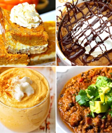 close-up keto pumpkin recipes like keto pumpkin cheesecake mousse, keto pumpkin chili, keto pumpkin mug cake and more