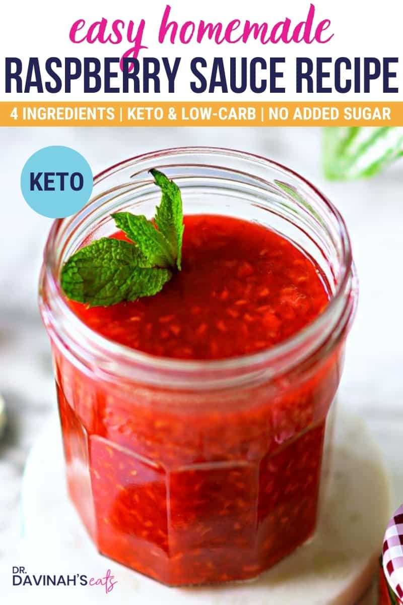 pinterest image for keto raspberry sauce recipe