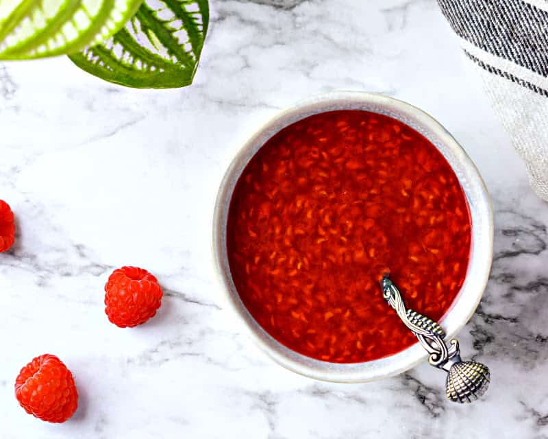 sugar-free raspberry sauce in a bowl