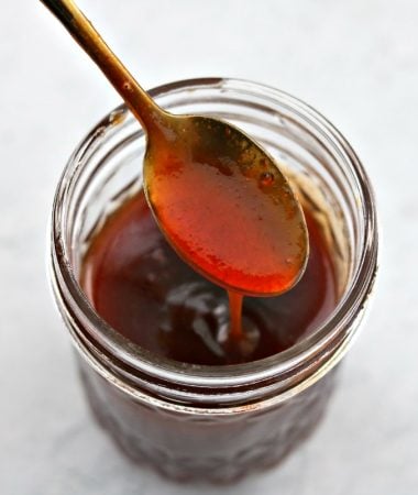 Keto Sweet and Sour Sauce in a glass jar