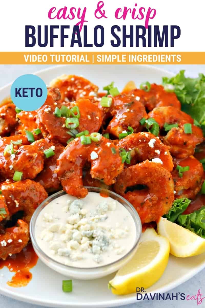 pinterest image for keto buffalo shrimp recipe